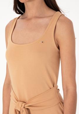 Kadın Camel Kolsuz Bisiklet Yaka Midi Boy Örme Elbise - 50306676040