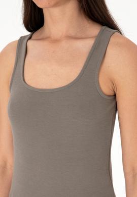 Kadın Vizon Kolsuz Kare Yaka Tişört - 50306680051