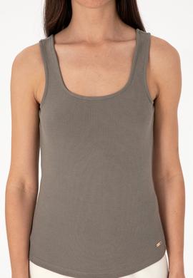 Kadın Vizon Kolsuz Kare Yaka Tişört - 50306680051