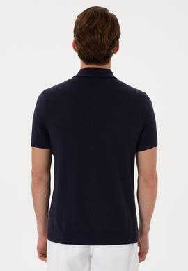 Erkek Regular Fit Lacivert Düğmeli Triko Tişört - 50306455033