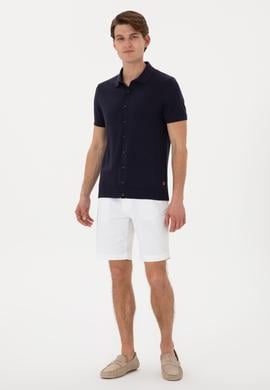 Erkek Regular Fit Lacivert Düğmeli Triko Tişört - 50306455033