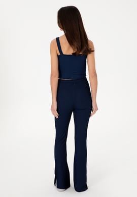 Kadın Lacivert Yüksek Bel İspanyol Paça Tayt - 50306738005