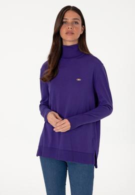 Kadın Mor Basic Kazak - 50288974073
