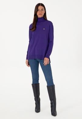 Kadın Mor Basic Kazak - 50288974073