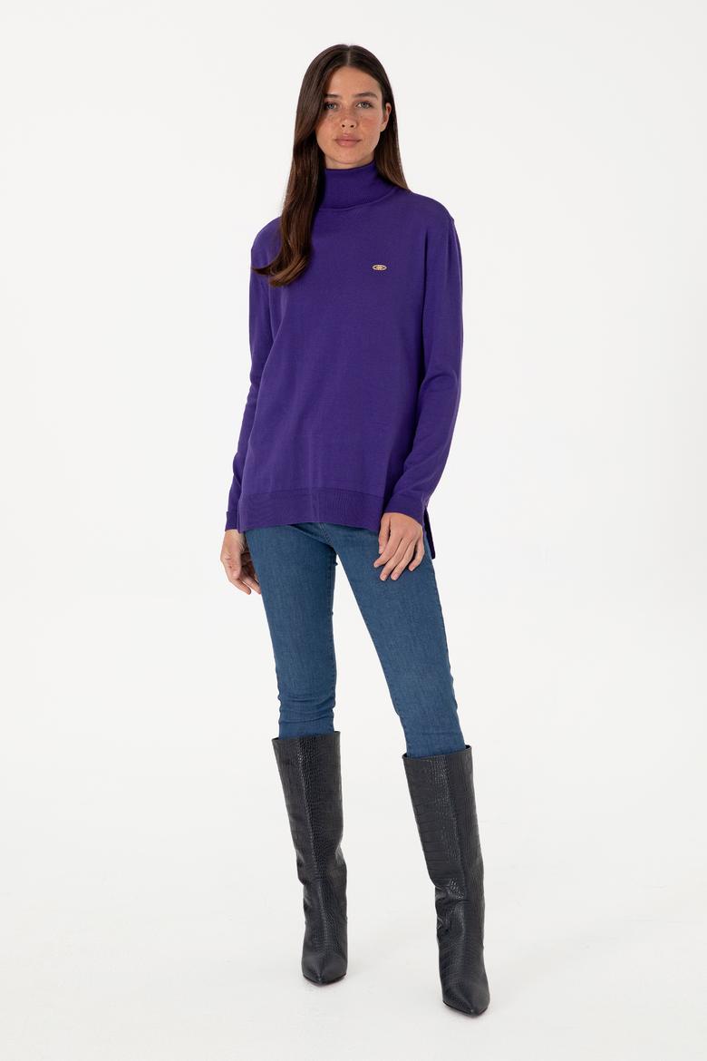 Kadın Mor Basic Kazak - 50288974073