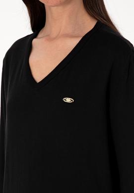 Kadın Siyah V Yaka Basic Kazak - 50288973043