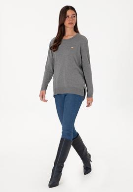 Kadın Gri Melanj Basic Kazak - 50288951045