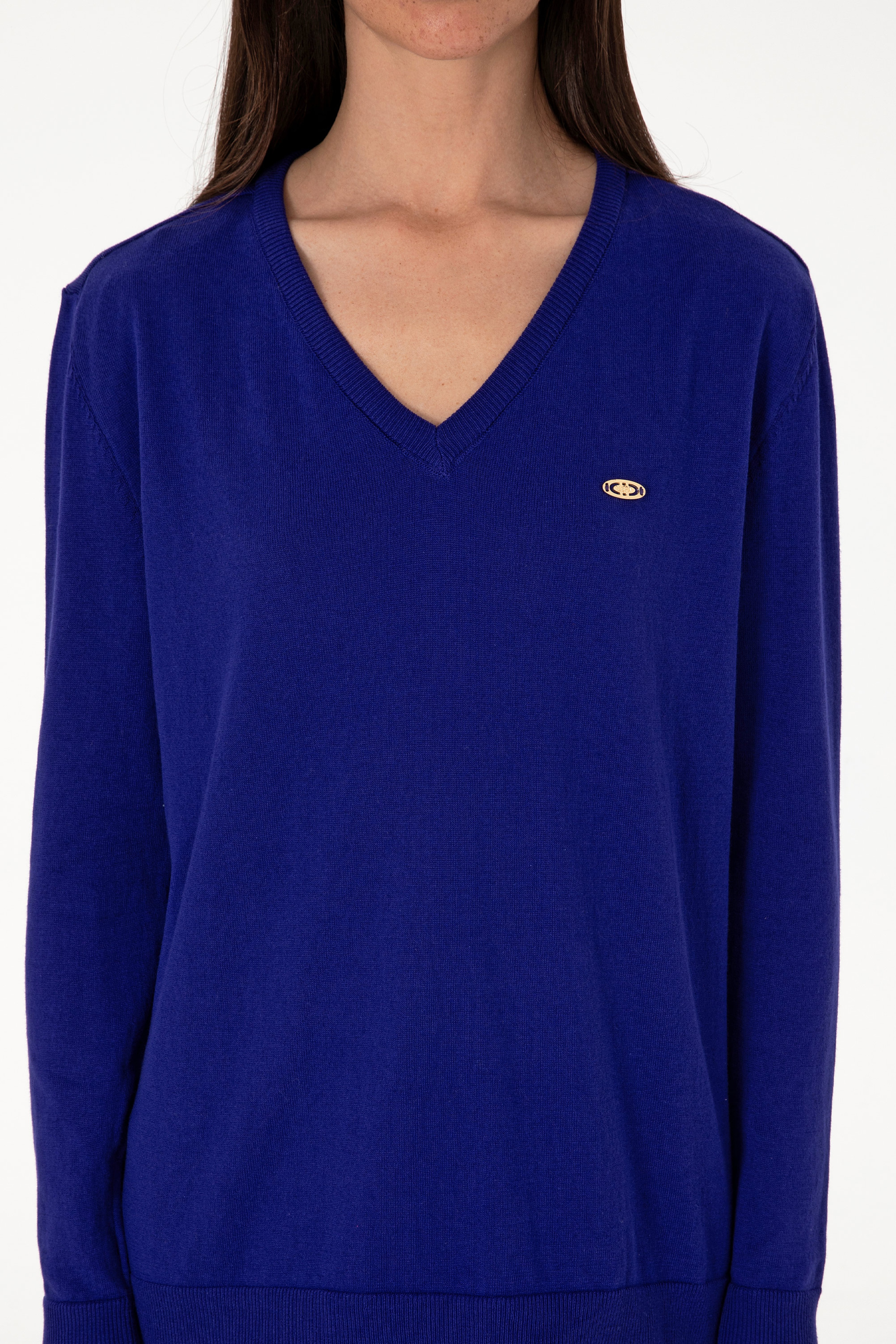 Kadın Mavi Basic Kazak - Image 6
