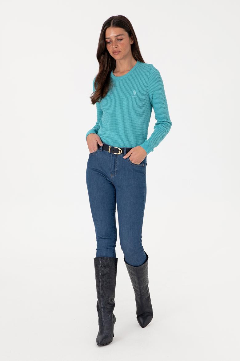 Kadın Mavi Basic Kazak - 50288979066