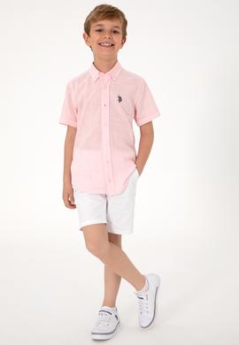 Erkek Çocuk Açık Pembe Kısa Kollu Gömlek - 50306567053