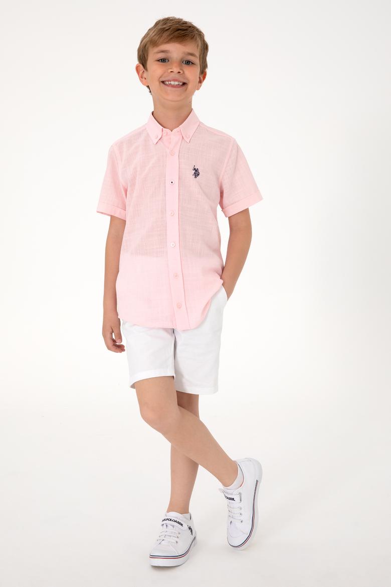 Erkek Çocuk Açık Pembe Kısa Kollu Gömlek - 50306567053
