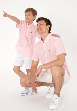 Erkek Çocuk Açık Pembe Kısa Kollu Gömlek - 50306567053