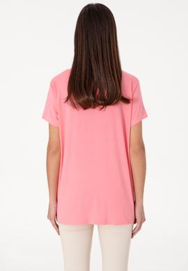 Kadın Pembe Modal Karışımlı V Yaka Basic Tişört - 50305773085