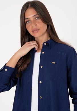 Kadın Lacivert Dokuma Tunik Gömlek - 50306411018