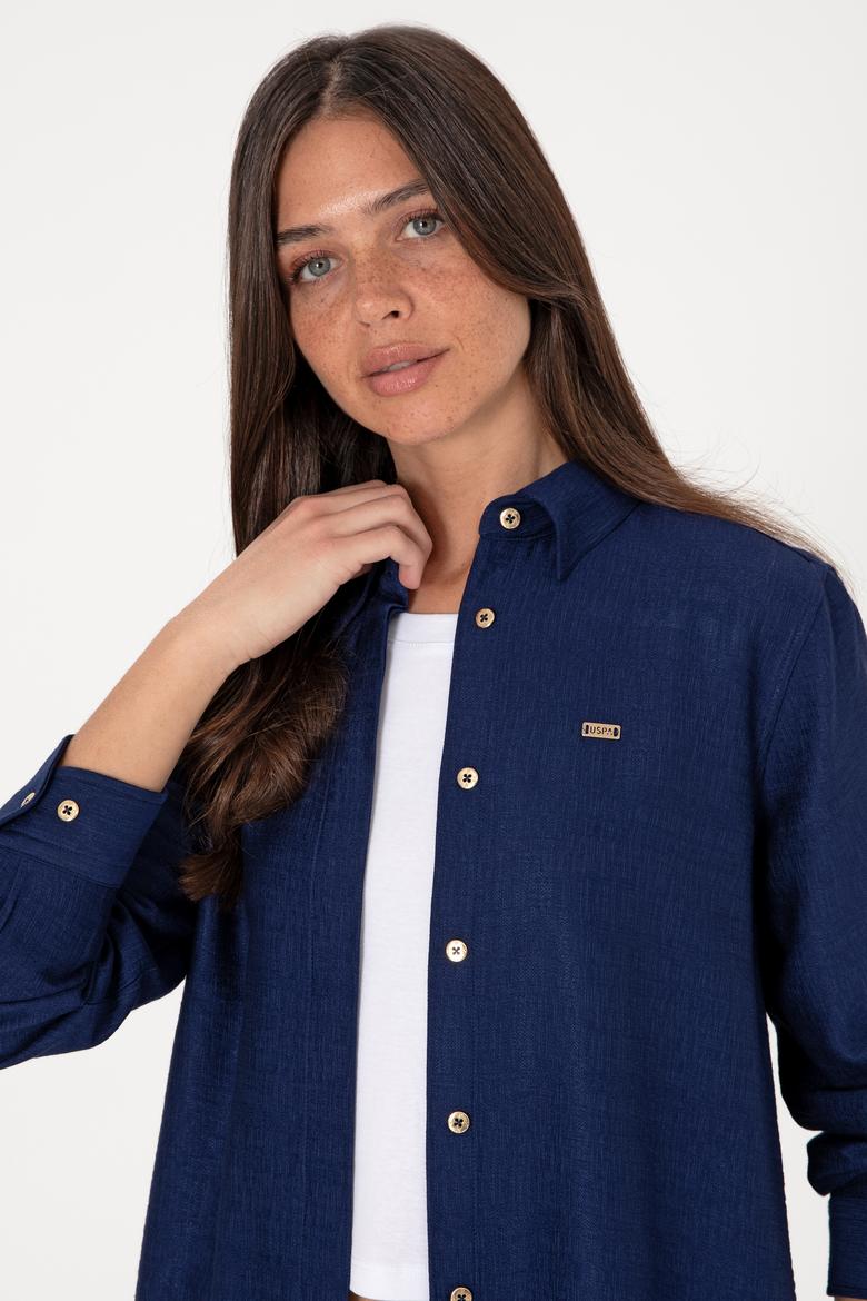 Kadın Lacivert Dokuma Tunik Gömlek - 50306411018