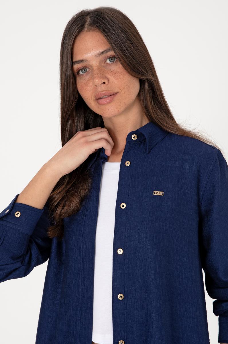 Kadın Lacivert Dokuma Tunik Gömlek