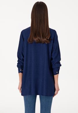 Kadın Lacivert Dokuma Tunik Gömlek - 50306411018