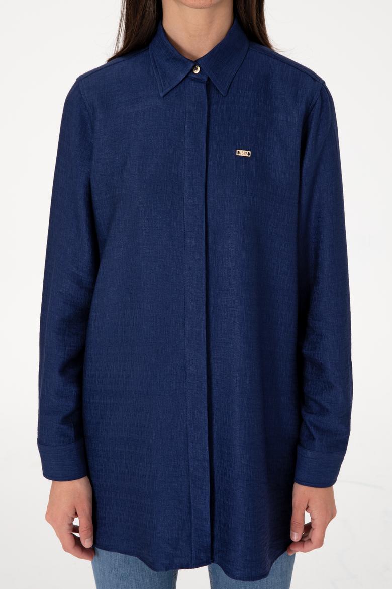 Kadın Lacivert Dokuma Tunik Gömlek - 50306411018