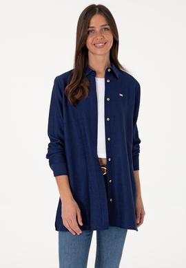 Kadın Lacivert Dokuma Tunik Gömlek - 50306411018