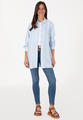 Kadın Açık Mavi Dokuma Tunik Gömlek - 50306411027