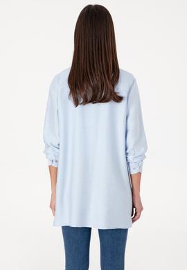 Kadın Açık Mavi Dokuma Tunik Gömlek - 50306411027