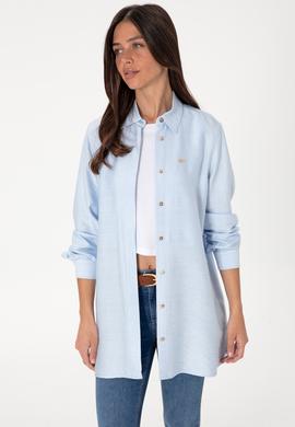 Kadın Açık Mavi Dokuma Tunik Gömlek - 50306411027