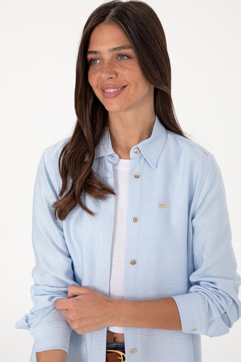 Kadın Açık Mavi Dokuma Tunik Gömlek - 50306411027