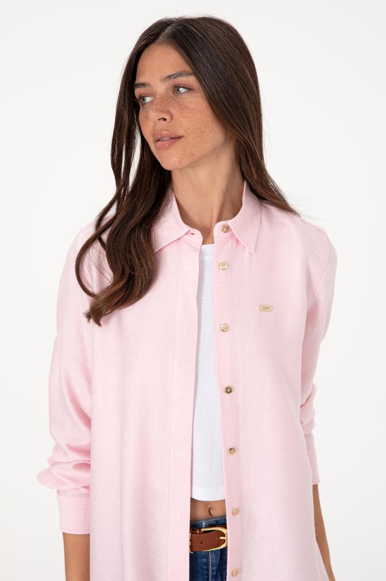 Kadın Açık Pembe Dokuma Tunik Gömlek