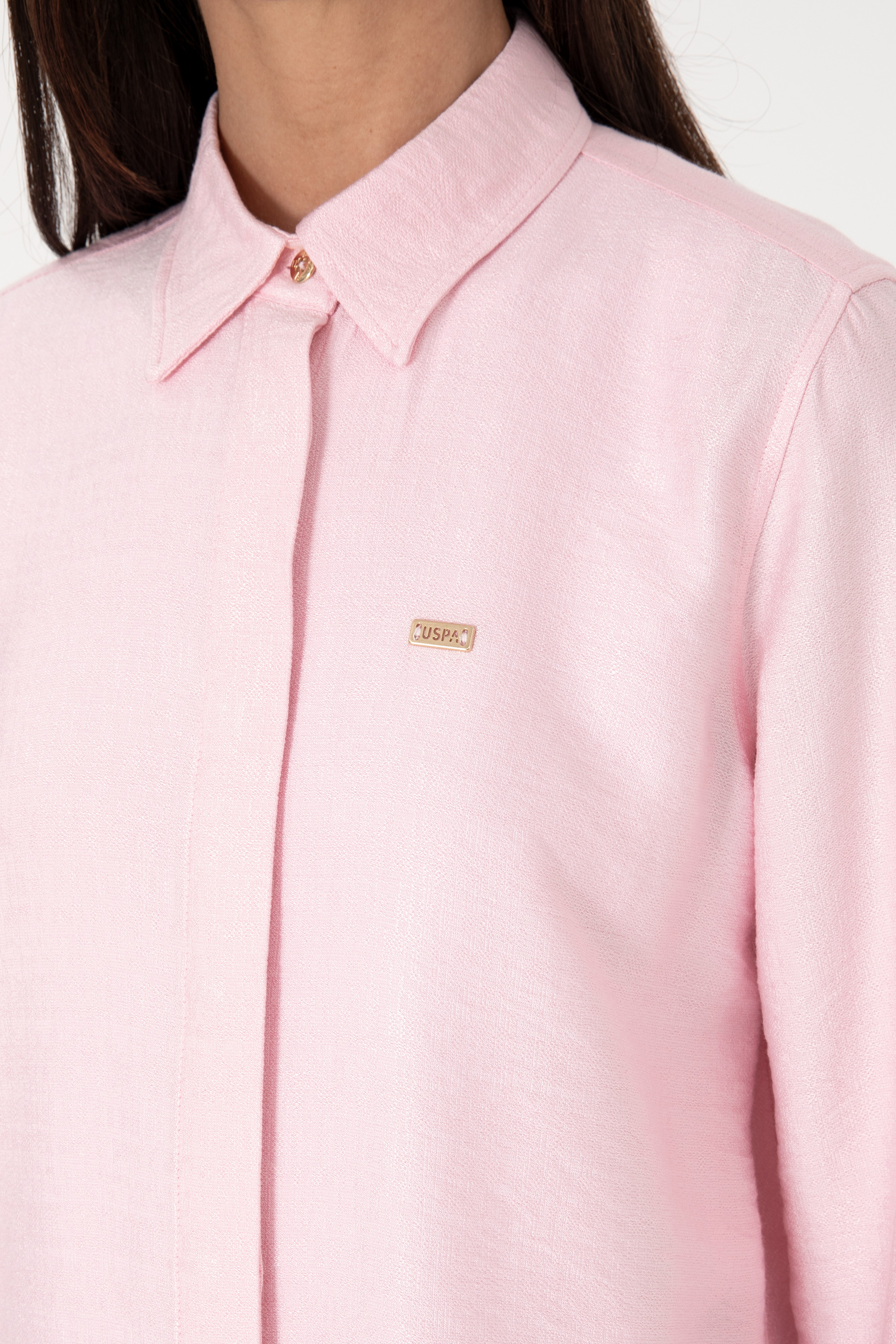 Kadın Açık Pembe Dokuma Tunik Gömlek - Image 7