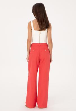 Kadın Kırmızı Loose Fit Kanvas Pantolon - 50300631031