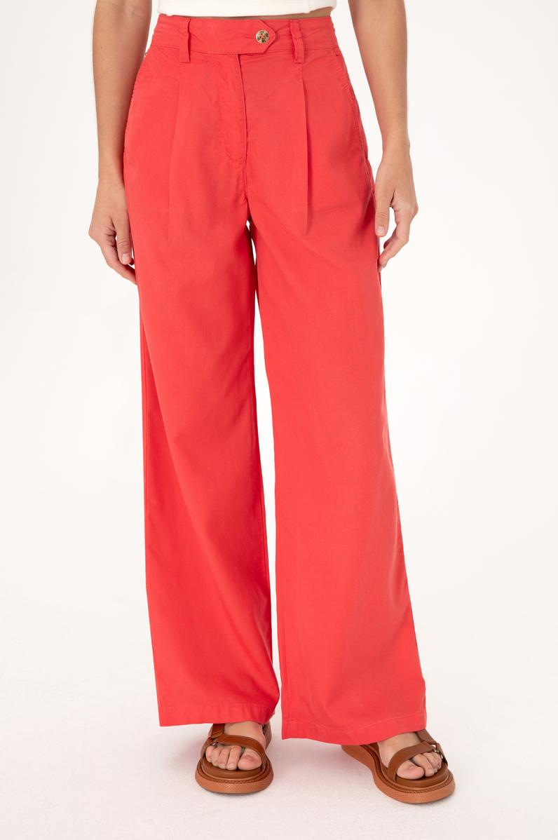 Kadın Kırmızı Loose Fit Kanvas Pantolon