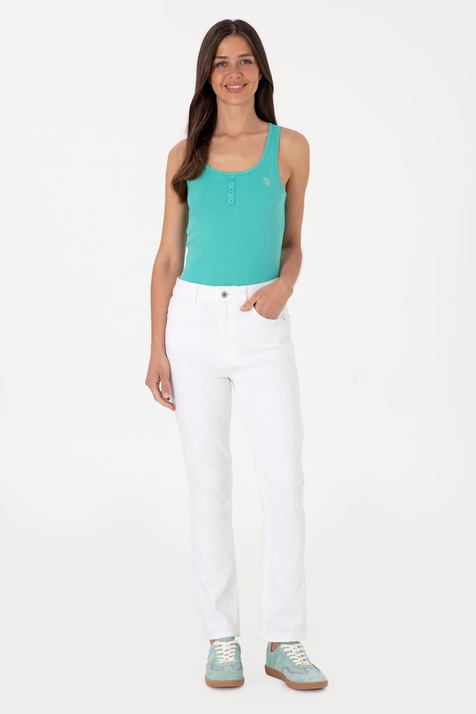 Kadın Beyaz Slim Flare Cropped Fit Jean Pantolon