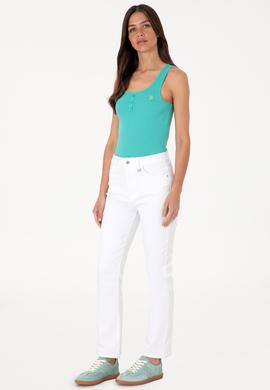 Kadın Beyaz Slim Flare Cropped Fit Jean Pantolon - 50304305002