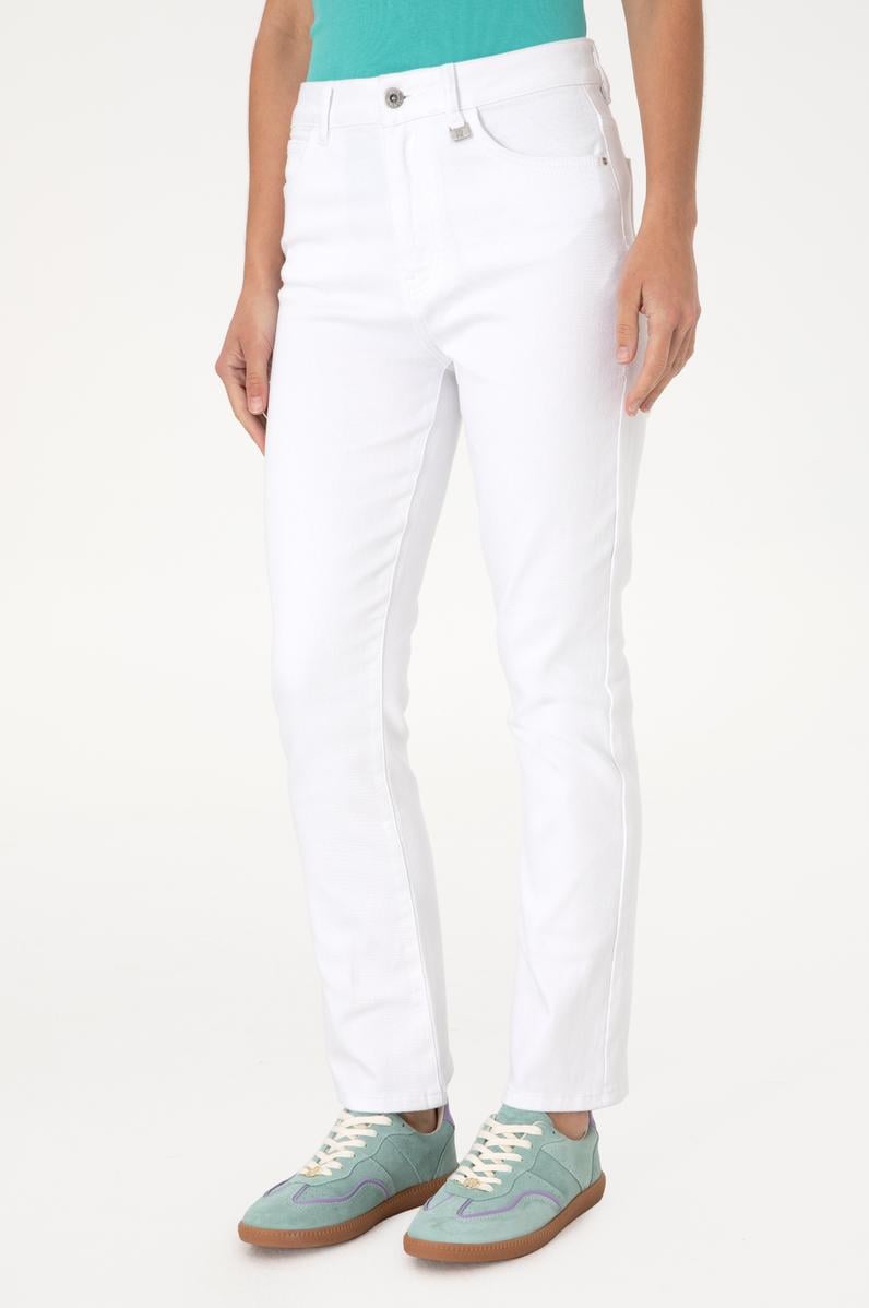 Kadın Beyaz Slim Flare Cropped Fit Jean Pantolon