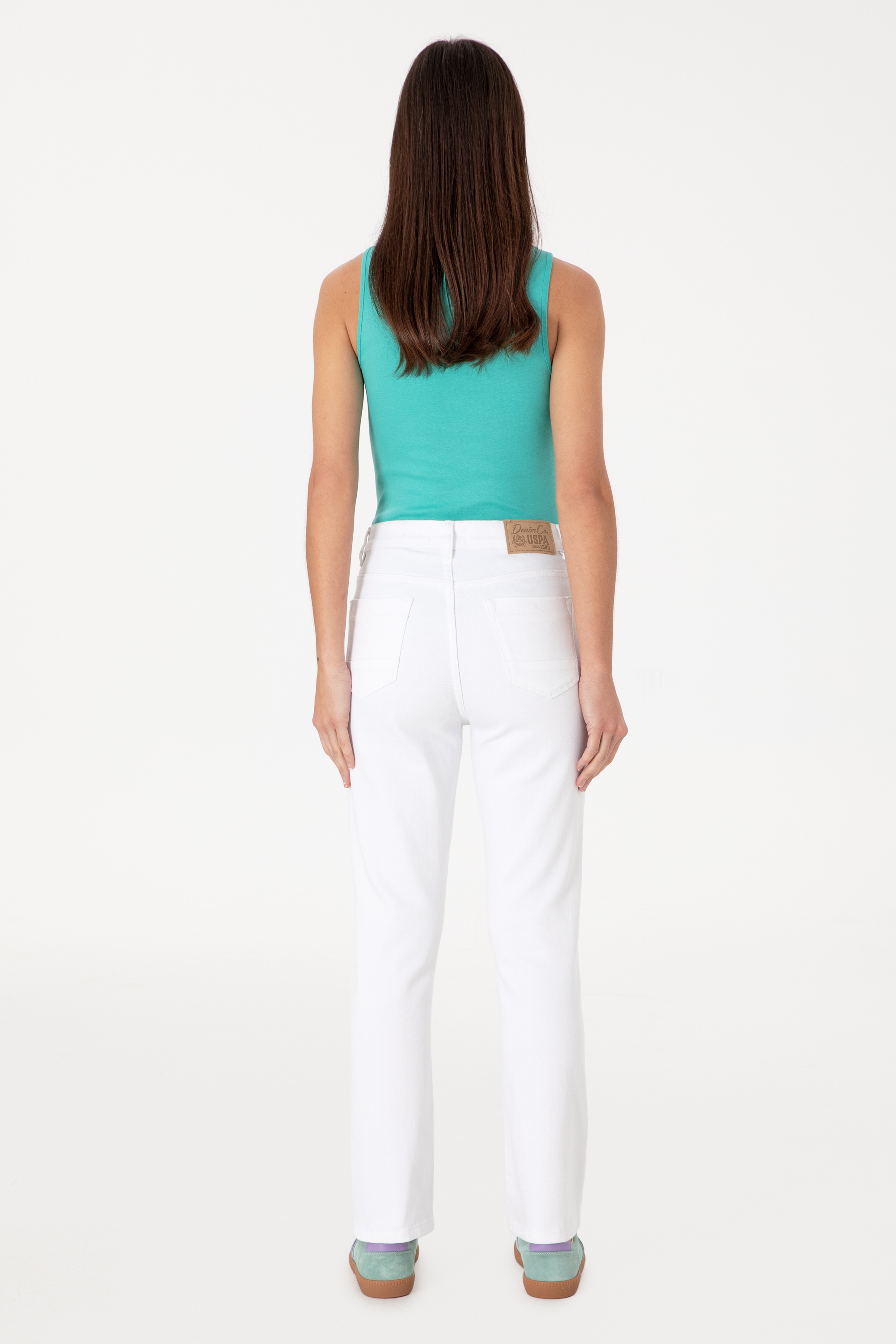Kadın Beyaz Slim Flare Cropped Fit Jean Pantolon