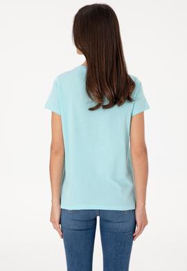 Kadın Aqua Bisiklet Yaka Tişört - 50305842139