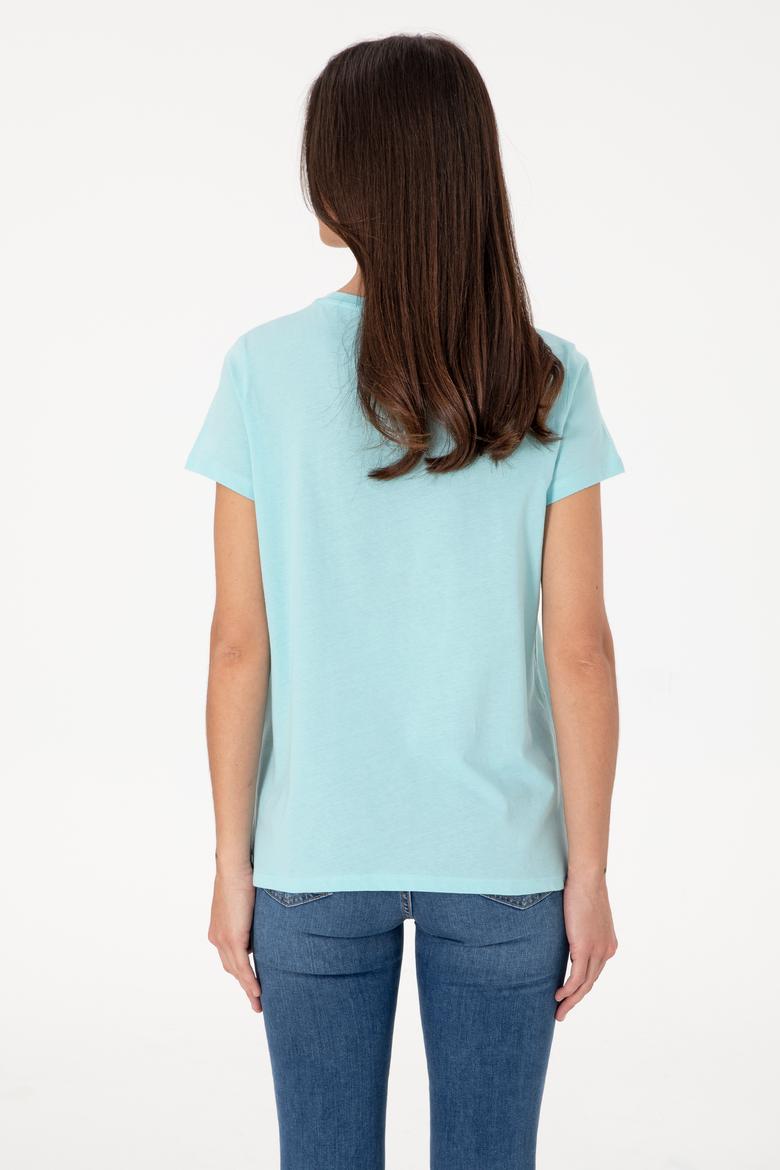 Kadın Aqua Bisiklet Yaka Tişört - 50305842139