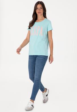 Kadın Aqua Bisiklet Yaka Tişört - 50305842139