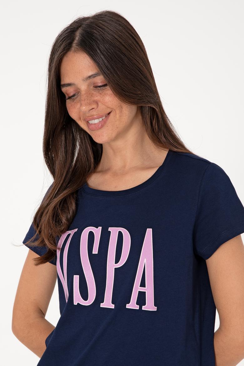 Kadın Lacivert Bisiklet Yaka Tişört - 50305842027