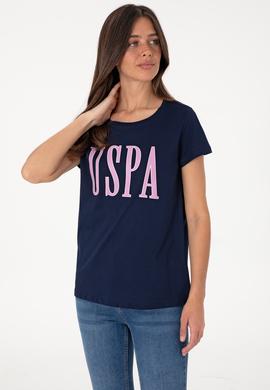 Kadın Lacivert Bisiklet Yaka Tişört - 50305842027