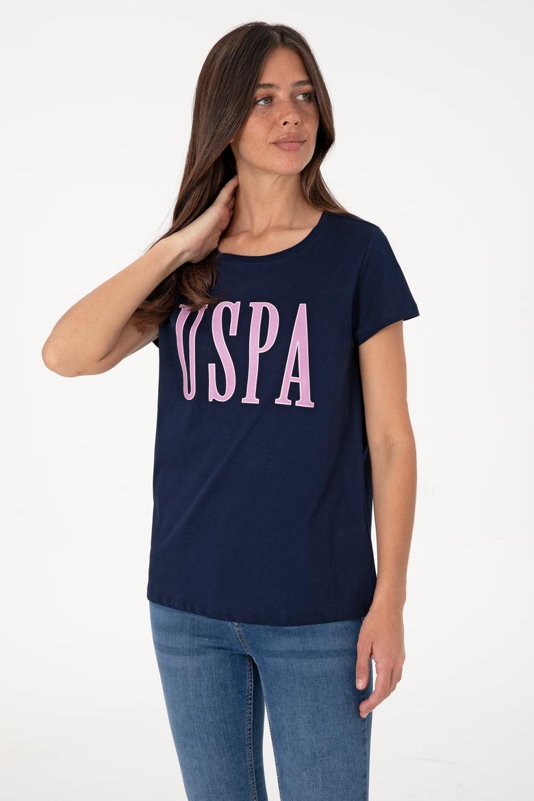 Kadın Lacivert Bisiklet Yaka Tişört - 50305842027