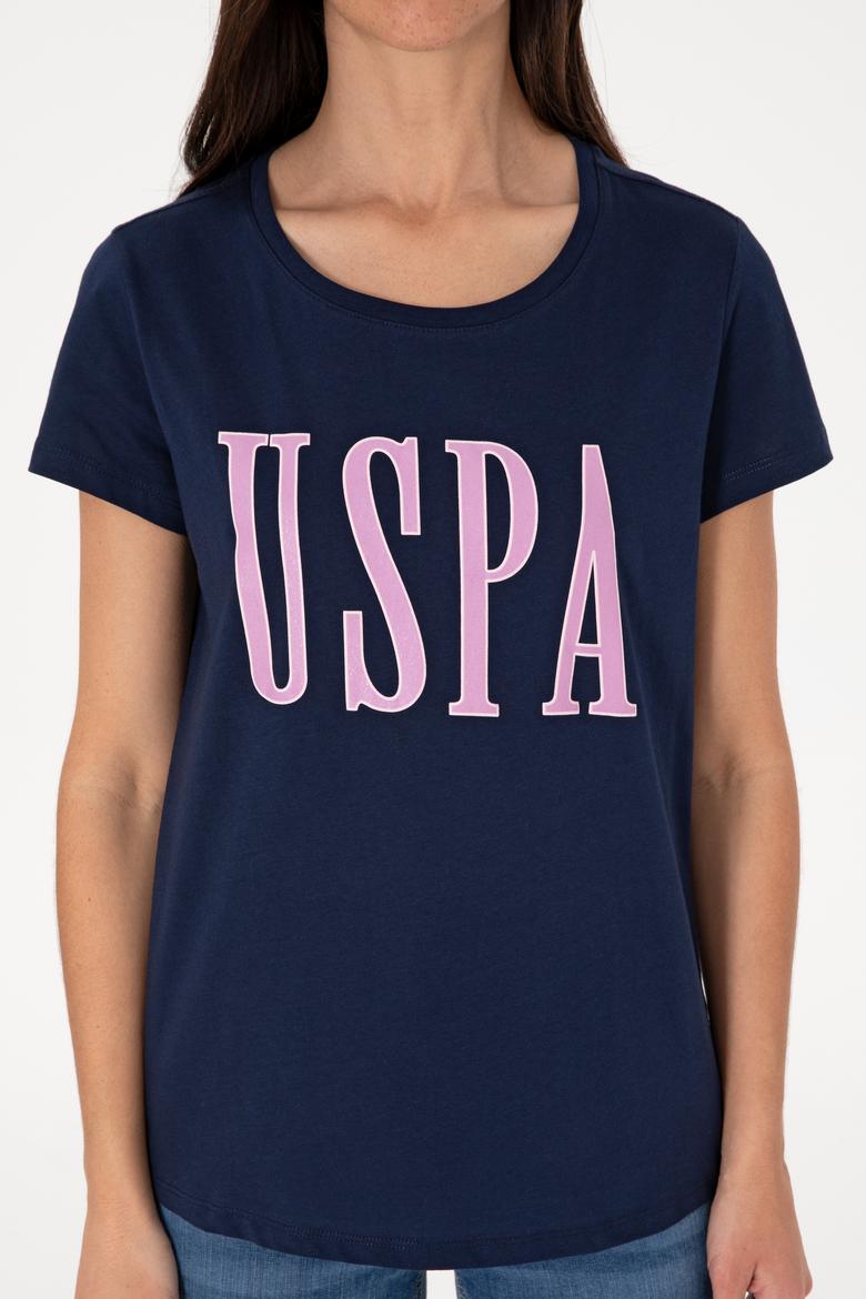 Kadın Lacivert Bisiklet Yaka Tişört - 50305842027