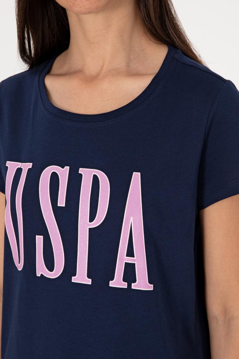 Kadın Lacivert Bisiklet Yaka Tişört - 50305842027