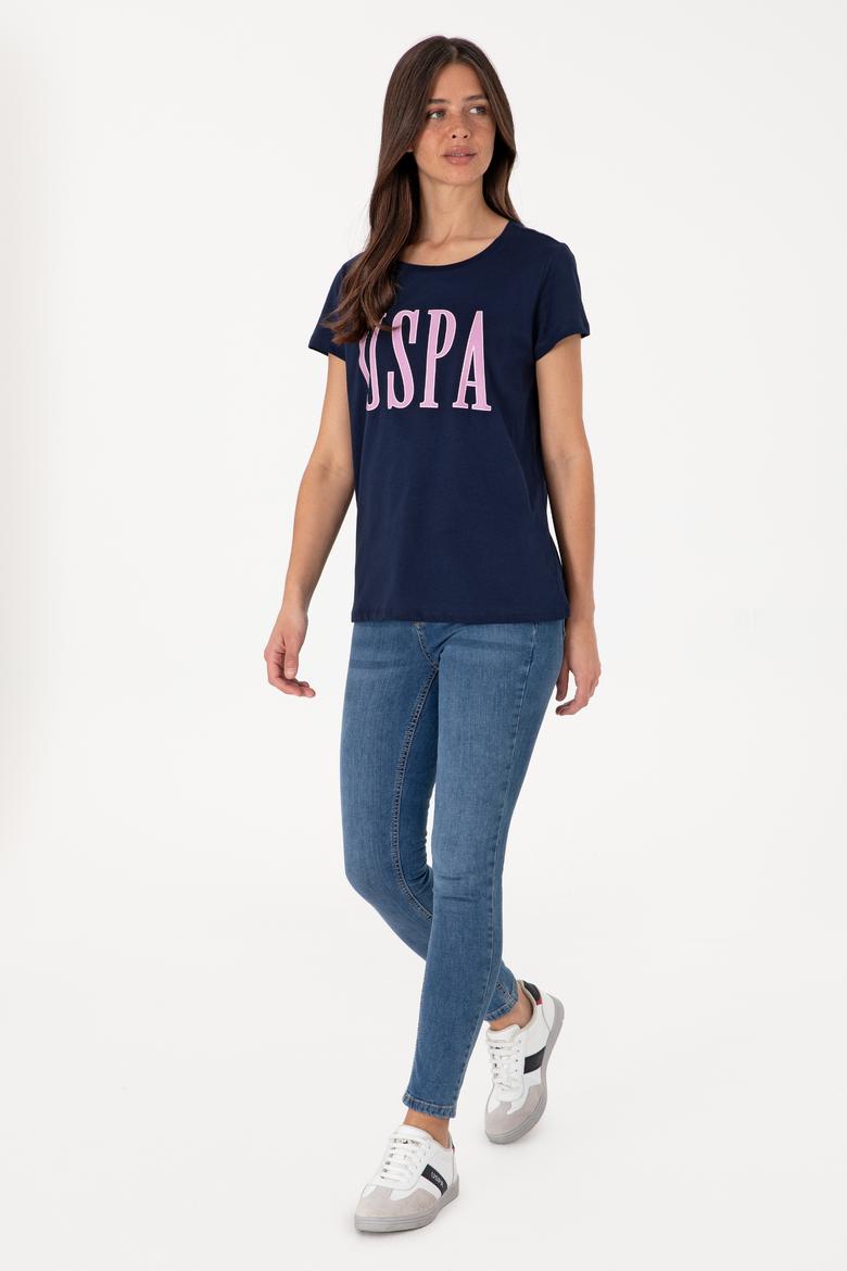 Kadın Lacivert Bisiklet Yaka Tişört - 50305842027