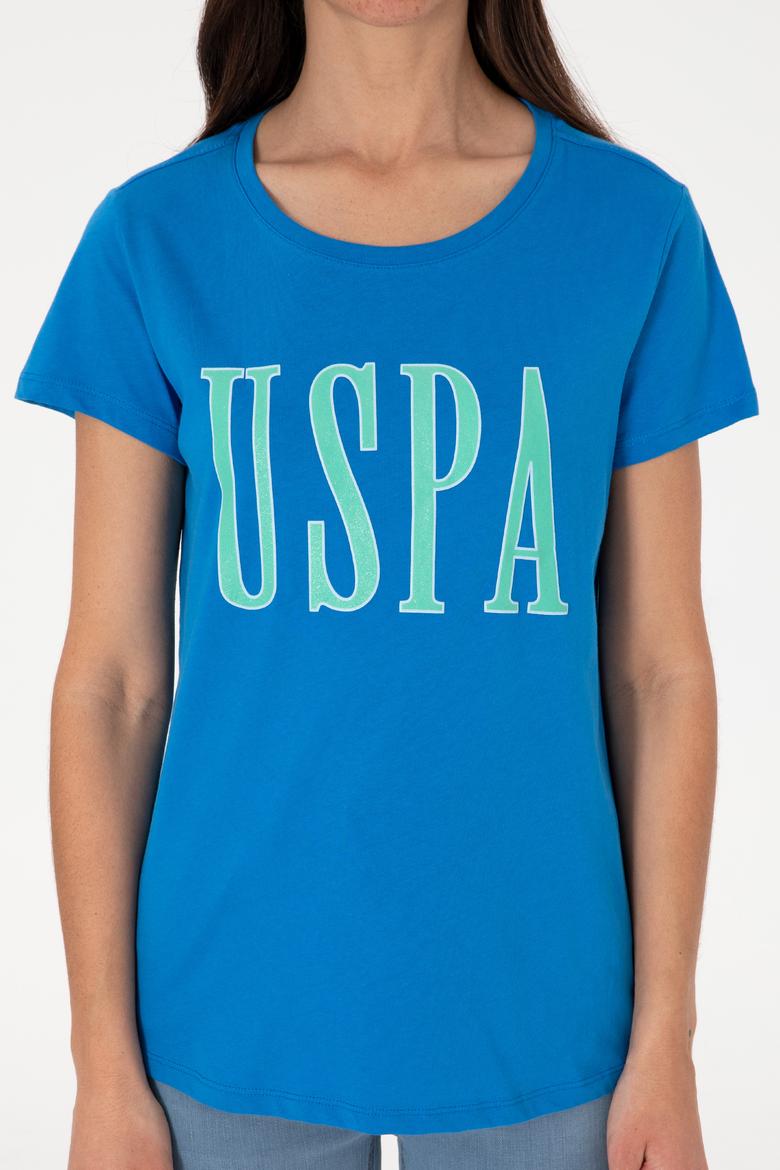 Kadın Kobalt Mavi Bisiklet Yaka Tişört - 50305842075