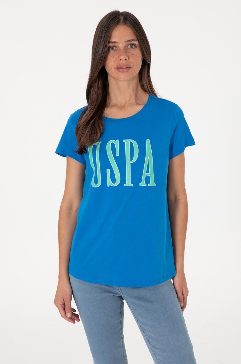 Kadın Kobalt Mavi Bisiklet Yaka Tişört