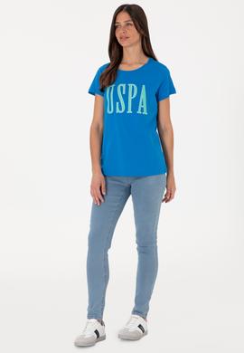 Kadın Kobalt Mavi Bisiklet Yaka Tişört - 50305842075