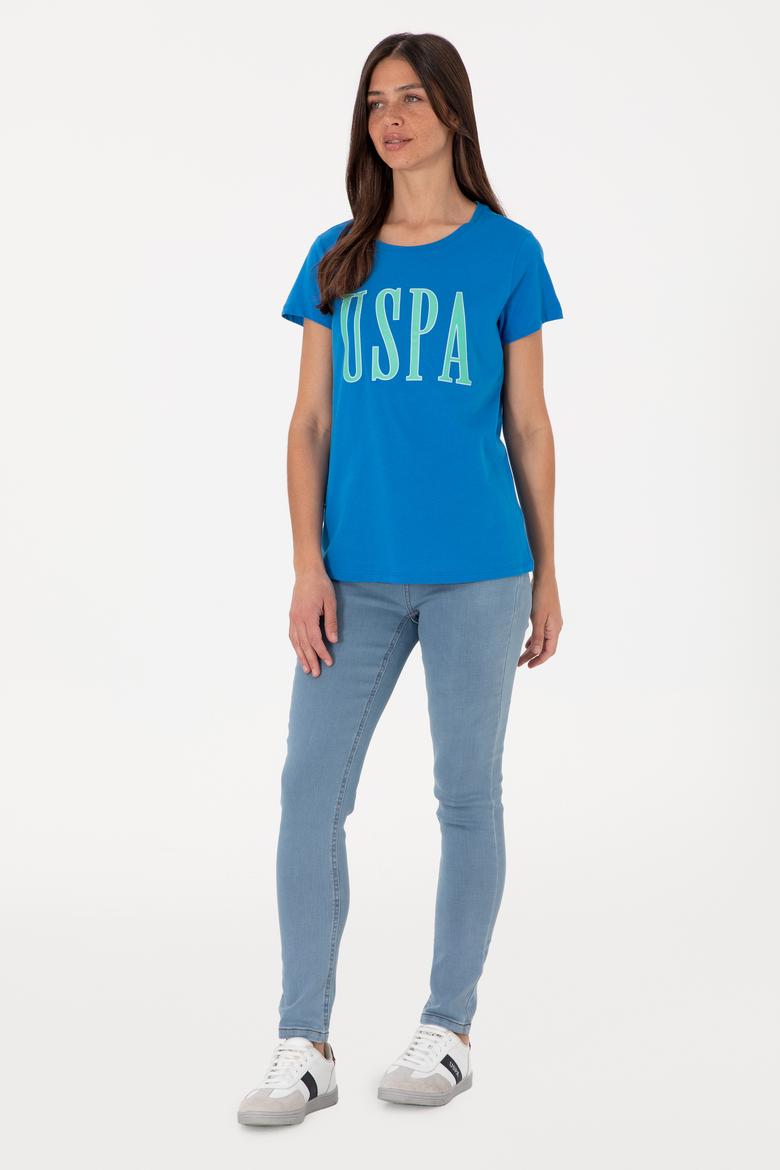 Kadın Kobalt Mavi Bisiklet Yaka Tişört - 50305842075