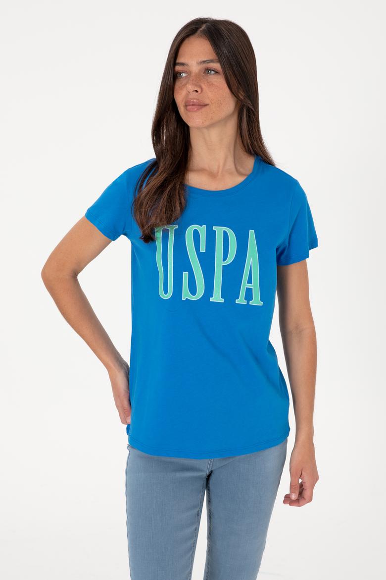 Kadın Kobalt Mavi Bisiklet Yaka Tişört - 50305842075