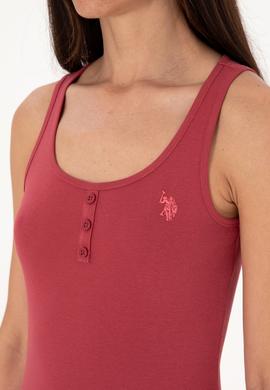 Kadın Vişne Kolsuz Bisiklet Yaka Basic Tişört - 50300895066